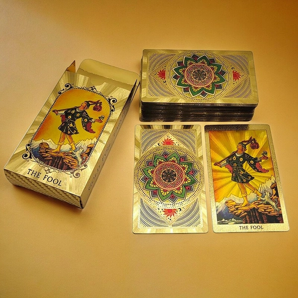 Gold Tarot Deck, Tarot Cards Deck With Guidebook, Luxury Gift Box.