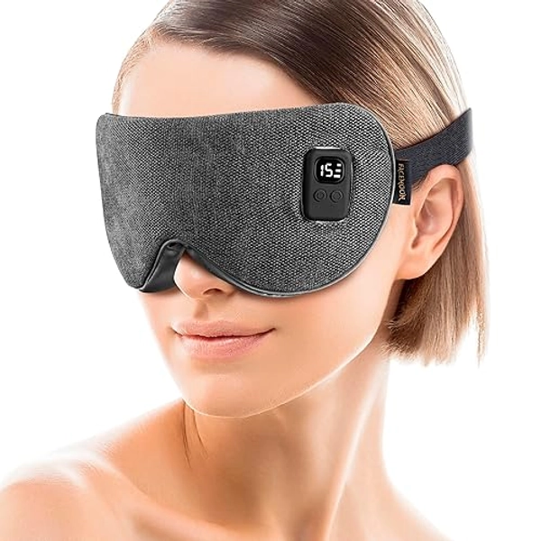 Heated Eye Masks for Dry Eyes - Cordless Warm Eye Compresses for Stye Relief, Heating Pad for Relief Eye Strain, Puffy, Electric Sleep Mask with 3 Temperature & 4 Time Control, FSA HSA Eligible（Grey