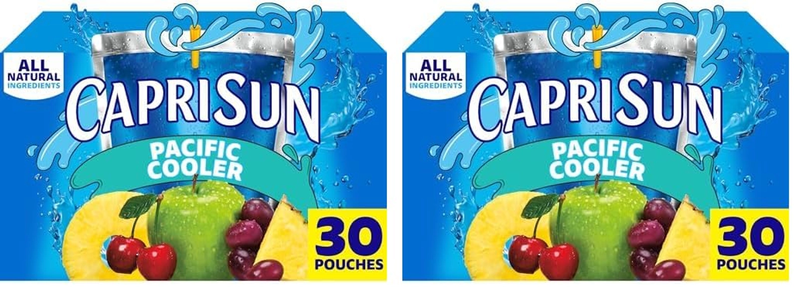 Capri Sun Pacific Cooler Mixed Fruit Naturally Flavored Kids Juice Drink Blend (30 ct Box, 6 fl oz Pouches) (Pack of 2)
