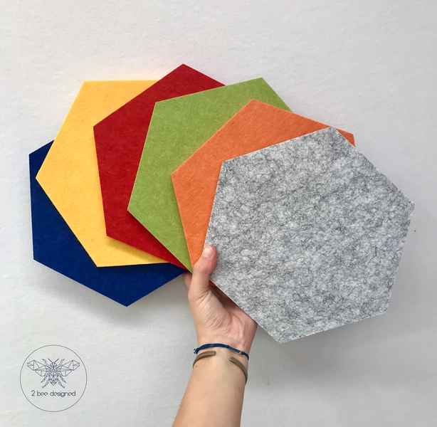 Acoustic Felt Hexagon Pin Board Heat Mat Trivet Coaster Wall Tile Art