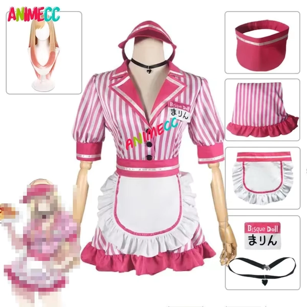 ANIMECC in magazzino Marin Kitagawa Costume Cosplay parrucca rosa cameriera dolce cameriera vestito Anime Halloween Party per le donne - AliExpress 200000532