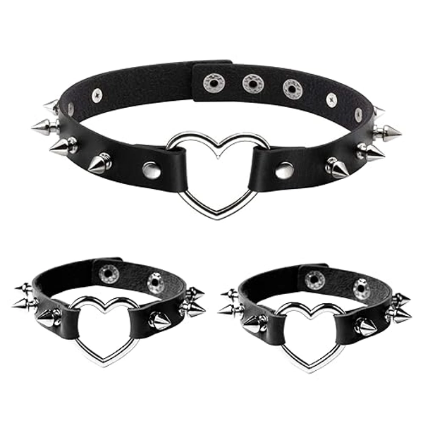 Manfnee Leather Studded Spike Bracelet Choker Punk Gothic Metal Rivet Cuff Bangle Black Wristband