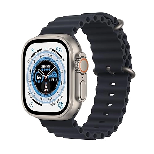Apple Watch Ultra (GPS + Cellular, 49mm) Boîtier en Titane avec Bracelet Océan Minuit - Taille unique (Reconditionné)