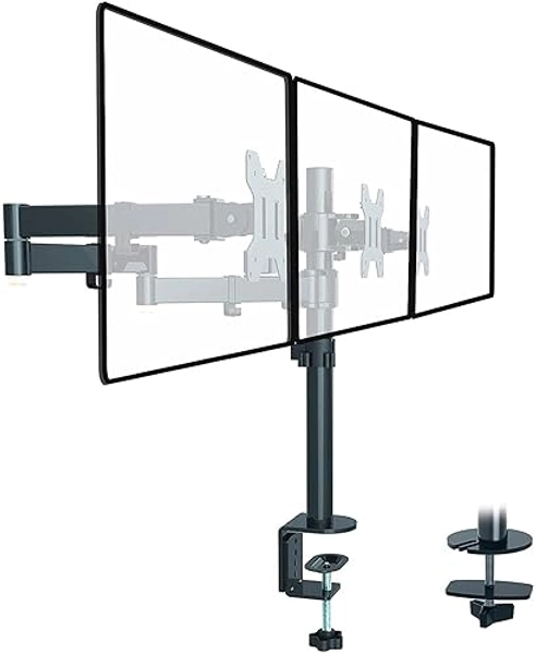 suptek Triple Monitor Stand, Monitor Mount for 3 Monitors 13-27 inch / 2 Monitors 13-35 inch Adjustable Monitor Arm Desk Mount Max.10kg Triple monitor mount, Triple Monitor Arm MD6463 - 13-27" Black