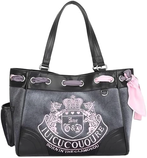 LAKEDREAM Y2K Women Vintage Retro Chic Embroidery Velvet Shoulder Bag Large Capacity E-girls Tote Bags Shopping Handbags