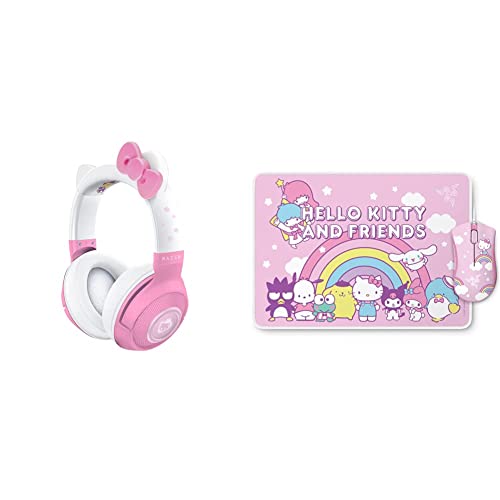 Razer Kraken BT Headset: Bluetooth 5.0-40ms Low Latency Connection & Friends Edition & DeathAdder Essential + Goliathus Medium Bundle: 6400 DPI Optical Sensor - 5 Programmable Buttons - Headset + Mouse + Mouse Mat