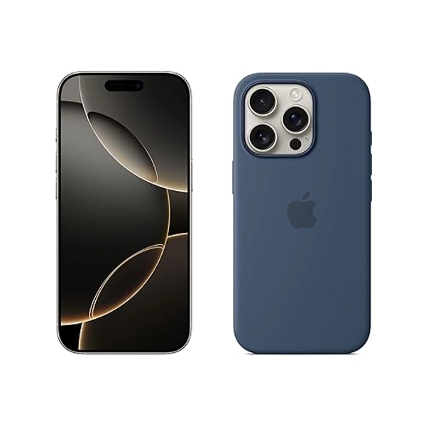 Apple iPhone 16 Pro 256 GB - Titanio naturale + Custodia MagSafe in silicone - Denim