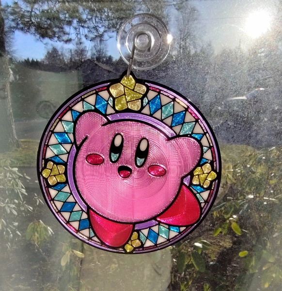 Kirby Window Hanger Stained Glass Style