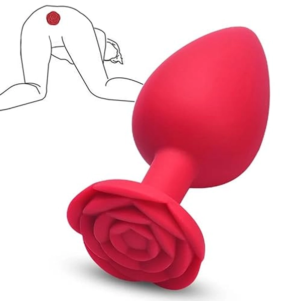 Anal Plug Butt Plug Rose Sex Toy for Adults Women Men Silicone Anal Training Toy Prostate Massager for Female Male Anal Stimulator Comfortable Long-Term Wear