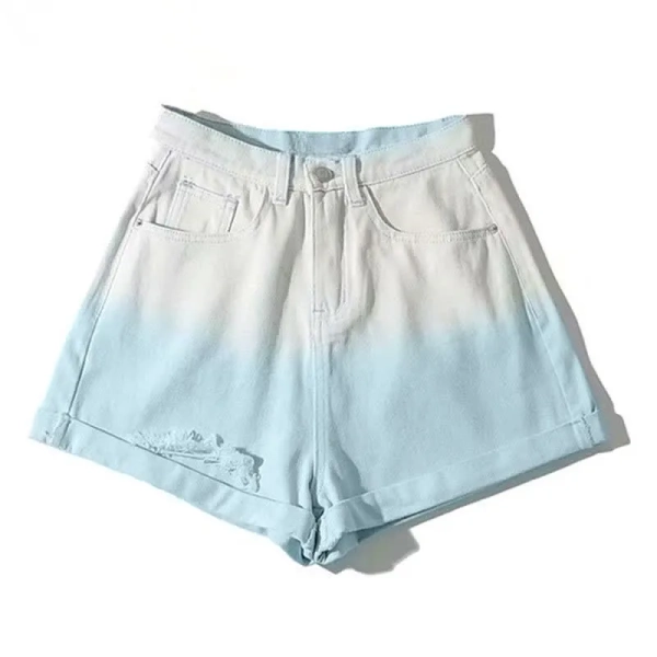 gradient denim shorts