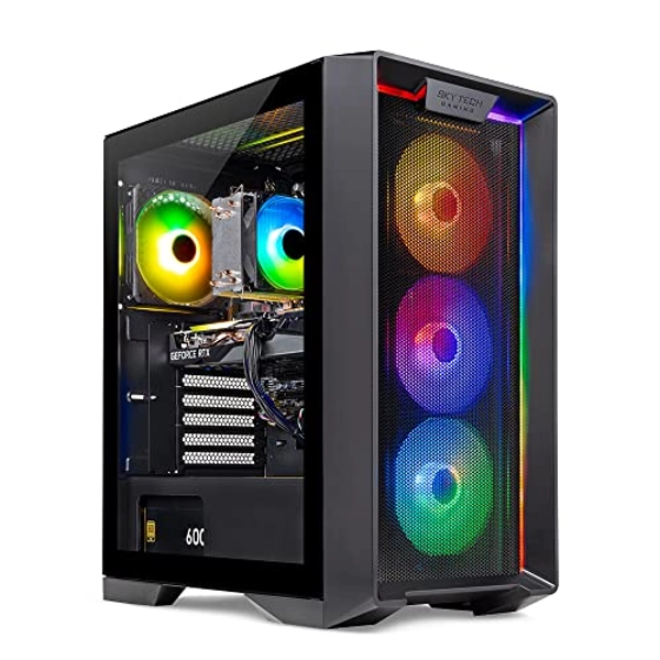 Skytech Nebula Gaming PC Desktop – AMD Ryzen 5 5600X 3.7 GHz, NVIDIA RTX 4070, 1TB NVME SSD, 16GB DDR4 RAM 3200, 600W Gold PSU, 11AC Wi-Fi, Windows 11 Home 64-bit