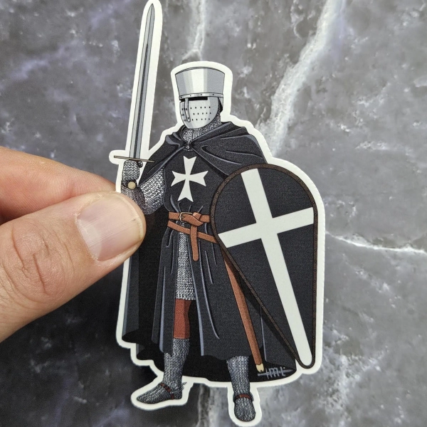 Knight Hospitaller Sticker, Knight of the Order of Saint John Vinyl Sticker, Christian Warrior, Crusaders gift for history enthusiasts