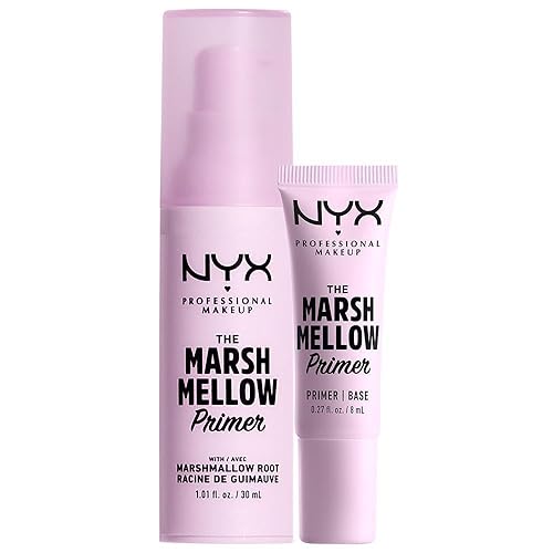 NYX Professional Makeup Coffret The Marshmellow Primer, Base de Maquillage pour Teint Lisse et Uniforme, Racine de Guimauve, Formule Vegan, Coffret 2 Produits Full Size et Taille Mini, 30 ml et 8 ml - Duo Primer