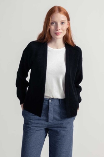 Damen-Cardigan aus recycelter Kaschmirwolle Margherita | M / Nero Ardesia