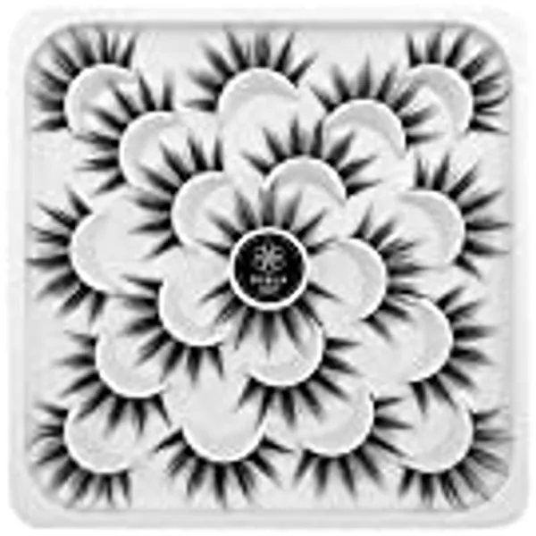 DYSILK 10 Pairs 6D Mink Eyelashes Faux Fluffy Wispy Natural False Eyelashes Long Volume Handmade Fake Eyelashes Thick Multi-layered Effect Eyelashes Pack Makeup Lashes No Glue |07-15.7mm