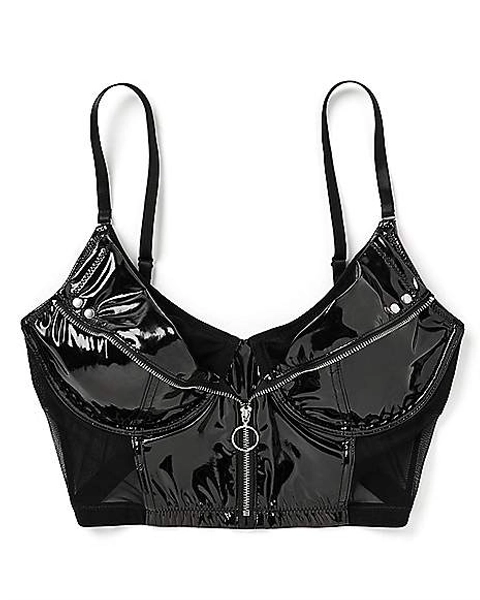 Black Pleather Zipper Bralette