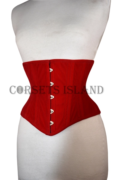 Red Velvet Corset , Steel Boned Waist Trainer Tight Lacing Women's Underbust Waspie Red Corset