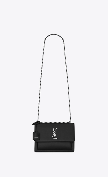 Sunset Medium Chain Bag in Smooth Leather | Silver