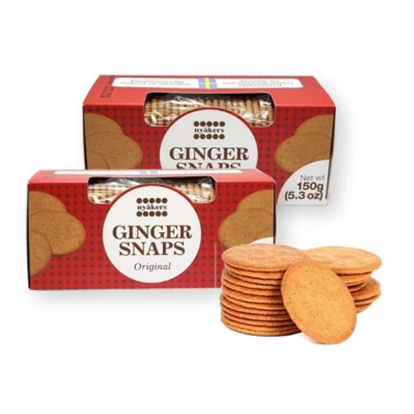 Nyakers Pepparkakor Swedish Gingersnaps Cookies Original Flavor 5.3 Oz /150 g. (Pack of 2)
