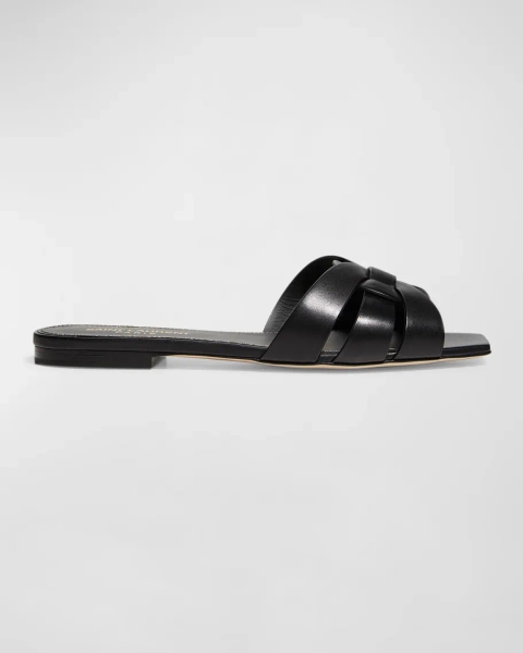 Woven Leather Sandal Slide