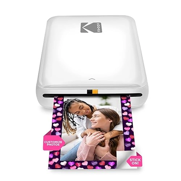 KODAK Step Instant Smartphone Photo Printer - Portable Mini Color Wireless Mobile Printer - Zink 2x3” Sticky-Back Photos - Bluetooth Compatible with iOS & Android Devices - Fun Editing App - White - White - Printer