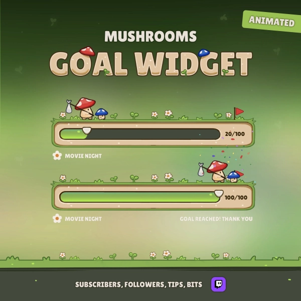 Mushrooms | Animated Stream Goal Widget