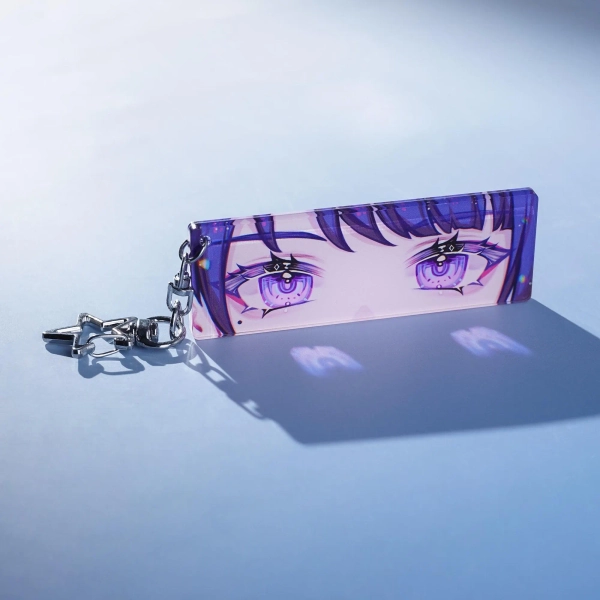 Genshin Impact Raiden Shogun keychain with transparent eyes, Exquisite Desktop Purse Bag Clothing Accessories, ID Badge Holder, Lanyards