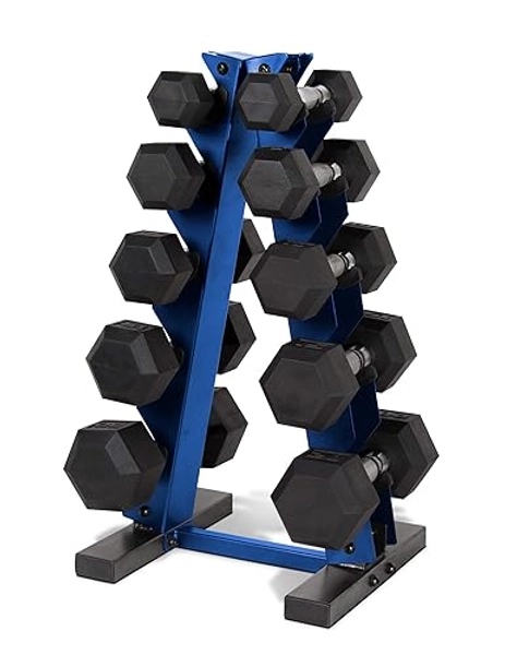 CAP Barbell 150 LB Coated Hex Dumbbell Weight Set with Vertical Rack | Multiple Colors 