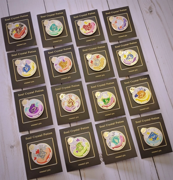 Final Fantasy XIV Pin Set - FF 14 Job Stone Potions Hard Enamel Pins
