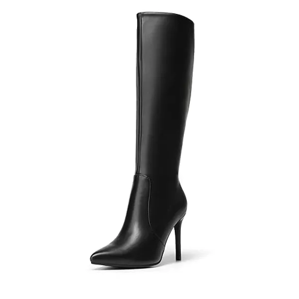 DREAM PAIRS Knee High Boots for Women Ladies with High Heel - 5 UK - Black