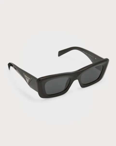 Rectangular Marble Acetate Cat-Eye Sunglasses 