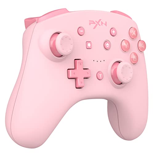 PXN 9607X Wireless Switch Pro Controller, Gaming Switch Controller with Turbo, NFC, 6-Axis Gyroscope and Vibration, Controller for Switch, Switch OLED&Lite and PC (Steam) -Pink - Pink