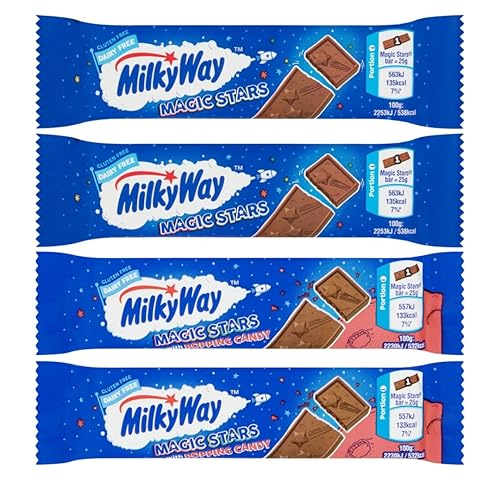 Chocolate Bar Bundle With Milky Way Magic Stars Dairy Free Chocolate 25g x2 and Chocolate With Popping Candy 25g x2 (4 Pack)