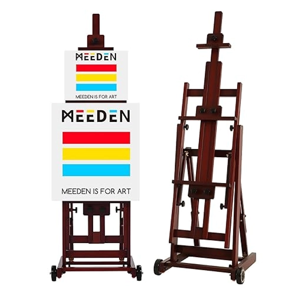 MEEDEN Artist Multi-Function Studio Easel, Beech Wood H-Frame Easel, Painting Easel for Adults, Artist Easel, Floor Easel, Holds Canvas Art up to 77" (Walnut)