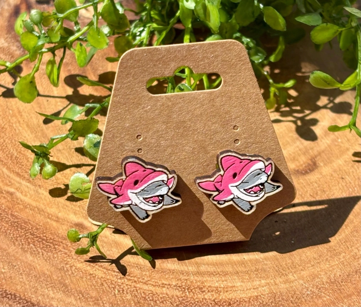 Jeff the shark hand painted earrings (new variants)