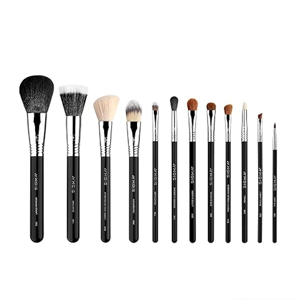 Sigma Beauty Ck001 Set Di Pennelli Da Trucco Da 12 - Set Di Kit Essenziali Per Il Trucco, Per Fondotinta, Cipria, Correttore E Contorno - Pennelli Da Trucco Professionali Per Ombretti, Fard E Labbra