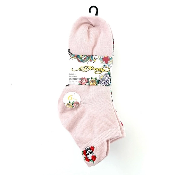 Ed Hardy Quarter Ankle Socks 6 Pairs