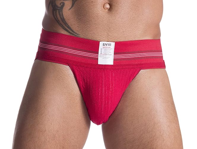 GYM mens 3" Wide Band Classic Athletic Supporter - Large - Red