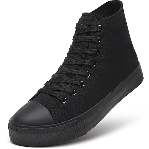 ZGR Men's High Top Canvas Sneakers Lace Up Classic Casual Walking Shoes - 11 - Ful Black