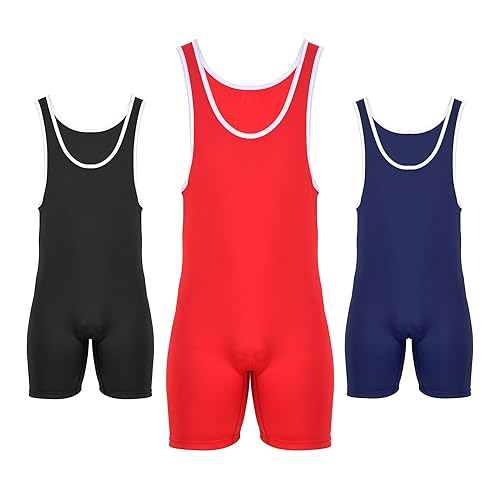2BOLD Wrestling Singlet Men’s MMA, Powerlifting, Wrestling, Athletic, Exercise Solid Bodywear Uniform Men’s Training Singlet - Simple - Large - Red