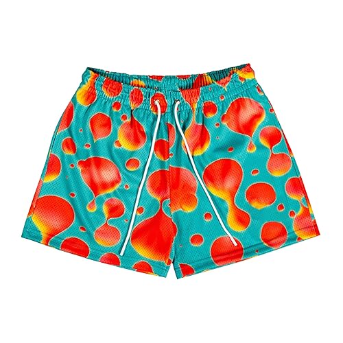 DIOTSR Mens Art Graphic Shorts Casual Athletic Running Shorts Cool Streetwear Designer Shorts - Large - 02 Art Green&orange