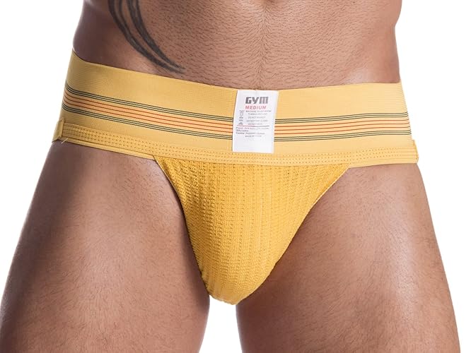 GYM mens 3" Wide Band Classic Athletic Supporter - Large - Yellow