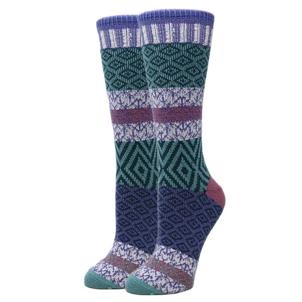Sophia - Women's Fuzzy Crew Socks - multicolor / WS