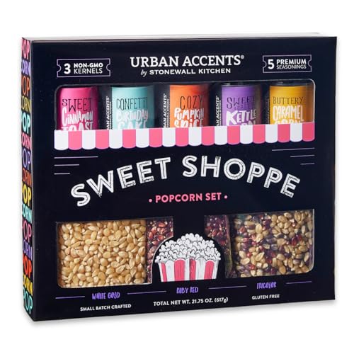 Urban Accents Movie Night Sweet Shoppe Gift Set Collection-Popcorn Seasoning Variety Pack (set of 8) - 3 Non-GMO Popcorn Kernel Packs and 5 Gourmet Popcorn Snack Seasonings - 2.72 Ounce (Pack of 8)