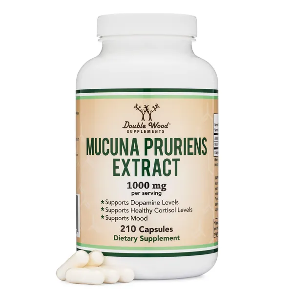 Mucuna Pruriens Extract - Dopamine Boosting Supplement - 210 Capsules, 1,000mg Per Serving, 20% L Dopa (from Velvet Beans) (for Mood and Motivation Support) by Double Wood Supplements