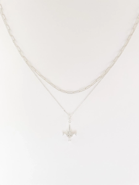 Cardi C’z Grucifix PREQUELLE Petite Necklace Sterling Silver