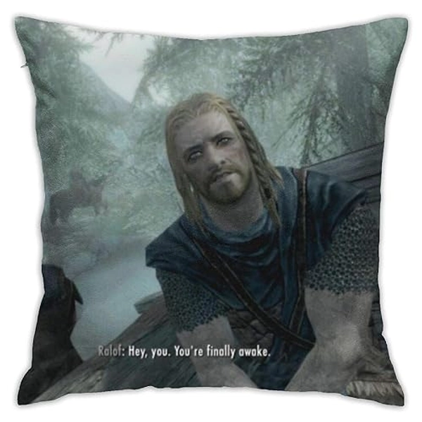 ZHUHOO You're Finally Awake Bedroom Couch Sofa Square Pillow Case Home Decorative Throw Pillow Covers 18x18 Inch