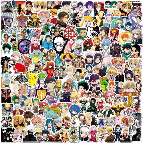 200PCS Anime Stickers Mixed Pack,Trendy Various Manga Stickers Vinyl Decals for Hydroflask Water Bottles Book MacBook Laptop Phone Case - 200pcs