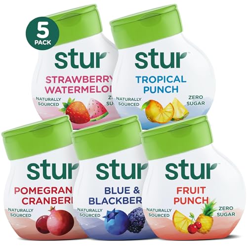 Stur Liquid Water Enhancer | Classic Variety Pack | Naturally Sweetened | High in Vitamin C & Antioxidants | Sugar Free | Zero Calories | Keto | Vegan | 5 Bottles, Makes 120 Drinks - Classic Variety Pack