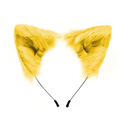SMILETERNITY Handmade Fox Wolf Cat Ears Headwear Costume Accessories for Halloween Christmas Cosplay Party (Yellow) - Yellow